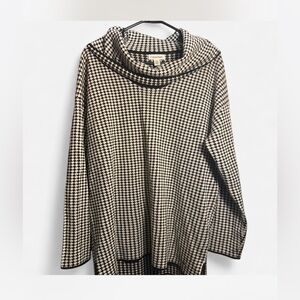 Calvin Klein Black and Cream Women's Cowl Neck Sweater